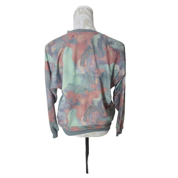 Adidas Womens Pastel Camo Crewneck Sweatshirt W/pockets Athleisure XS - Picture 4 of 8